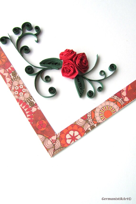 Romantic Red Roses Birthday Card Quilling Wedding Card Dad Etsy