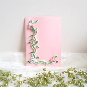 Carte d'anniversaire de 50e anniversaire roses en papier filigrane, papeterie personnalisée Quilling, proposition de parrain et marraine, cadeau de mariage de belle-soeur