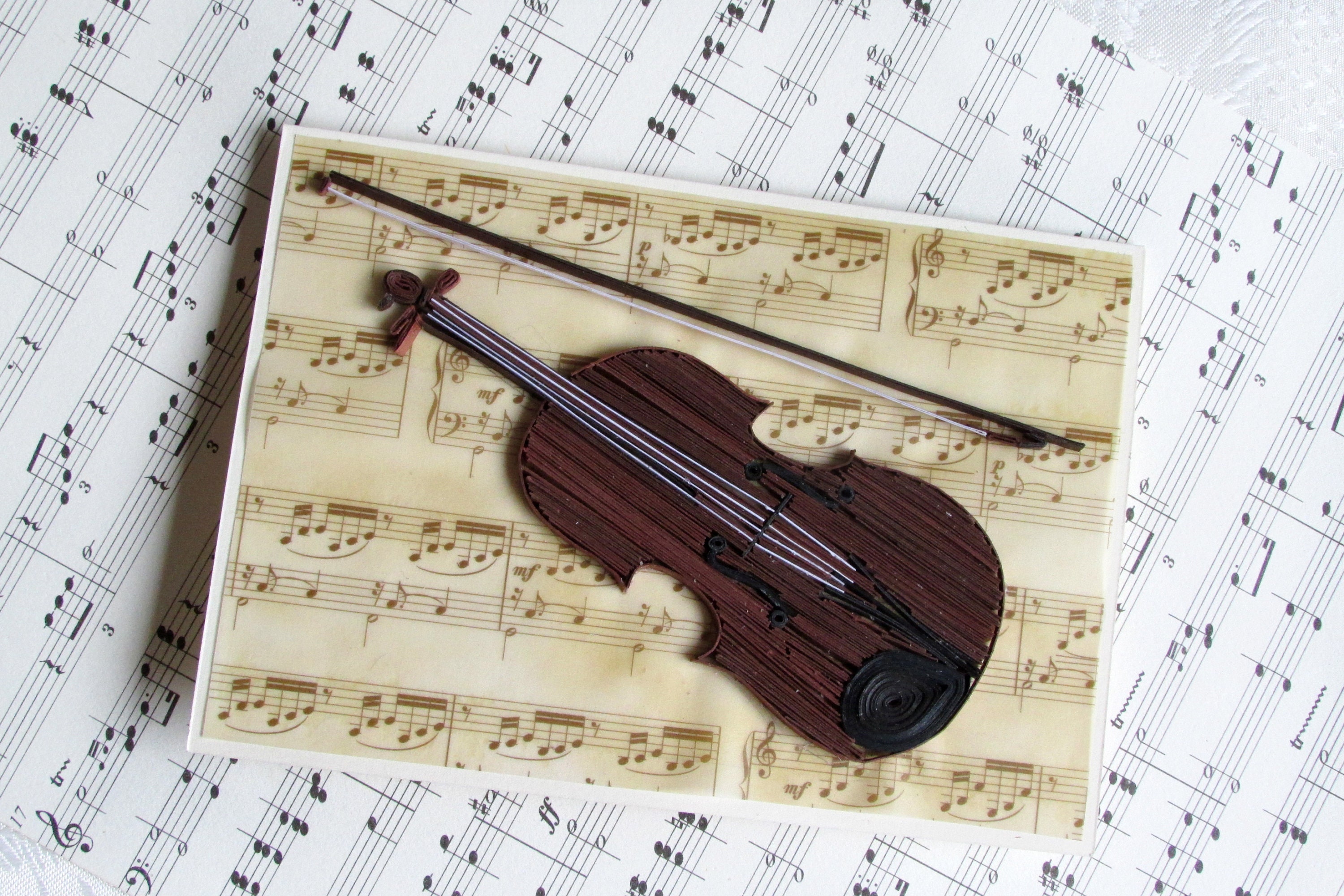 Quilling violin musical instruments happy birthday card Funny Etsy