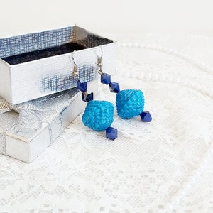 Pendientes de papel de liar en forma de lágrima de color azul claro, joyería de filigrana Something Blue para el 40.º aniversario, regalo para cuñada