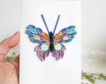 3D Purple Butterfly Funny Greeting Card, Rolling Paper Quilling Art Thank You Cards, 21st Birthday Teenage Girl Congratulations Gifts