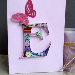 Quilling 3D Letra Inicial E Monograma, Cartão de Aniversário de 30 Anos para Melhores Amigos, Presentes para Professores, Presente de Irmã Mais Velha