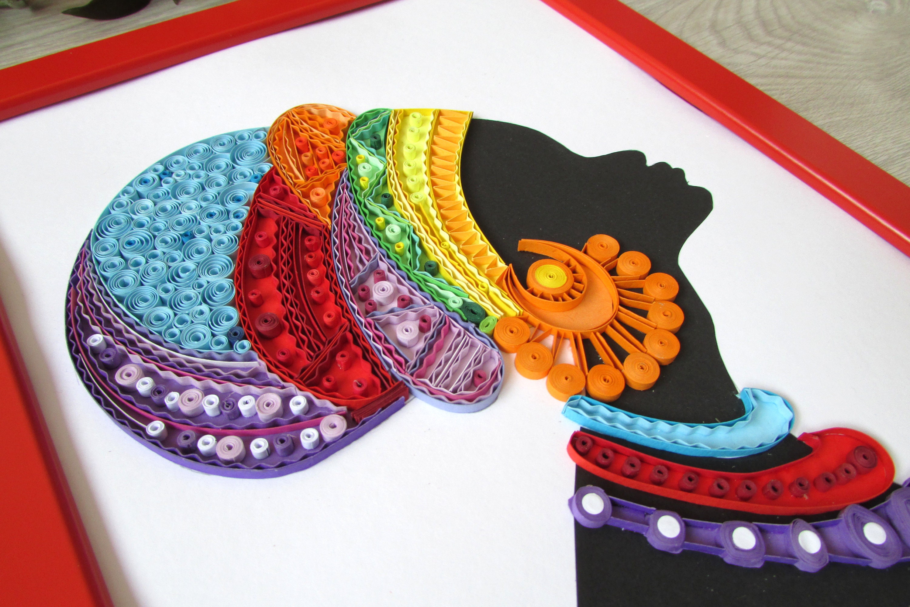 Paper quilled art South Africa Woman Silhouette afro images Etsy