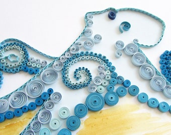 Quilling Octopus Ocean Thema Kinderzimmer Beachy Dekor Wandkunst, Unter dem Meer Neues Zuhause Geschenk, Kuscheltiere 6 Jahre alter Junge Geschenk