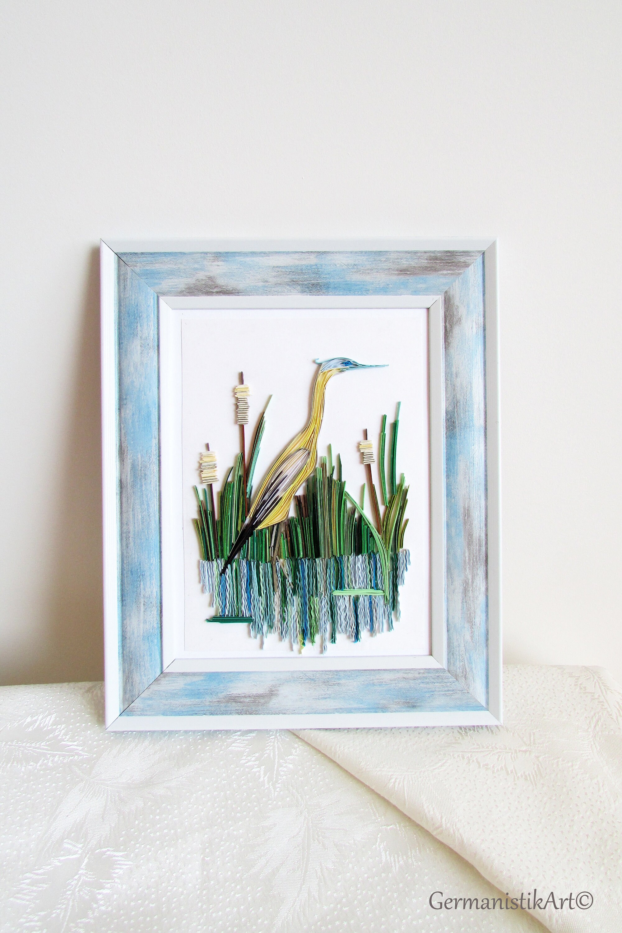 Crane Blue heron quilling wall art Lakehouse Sign shore Etsy