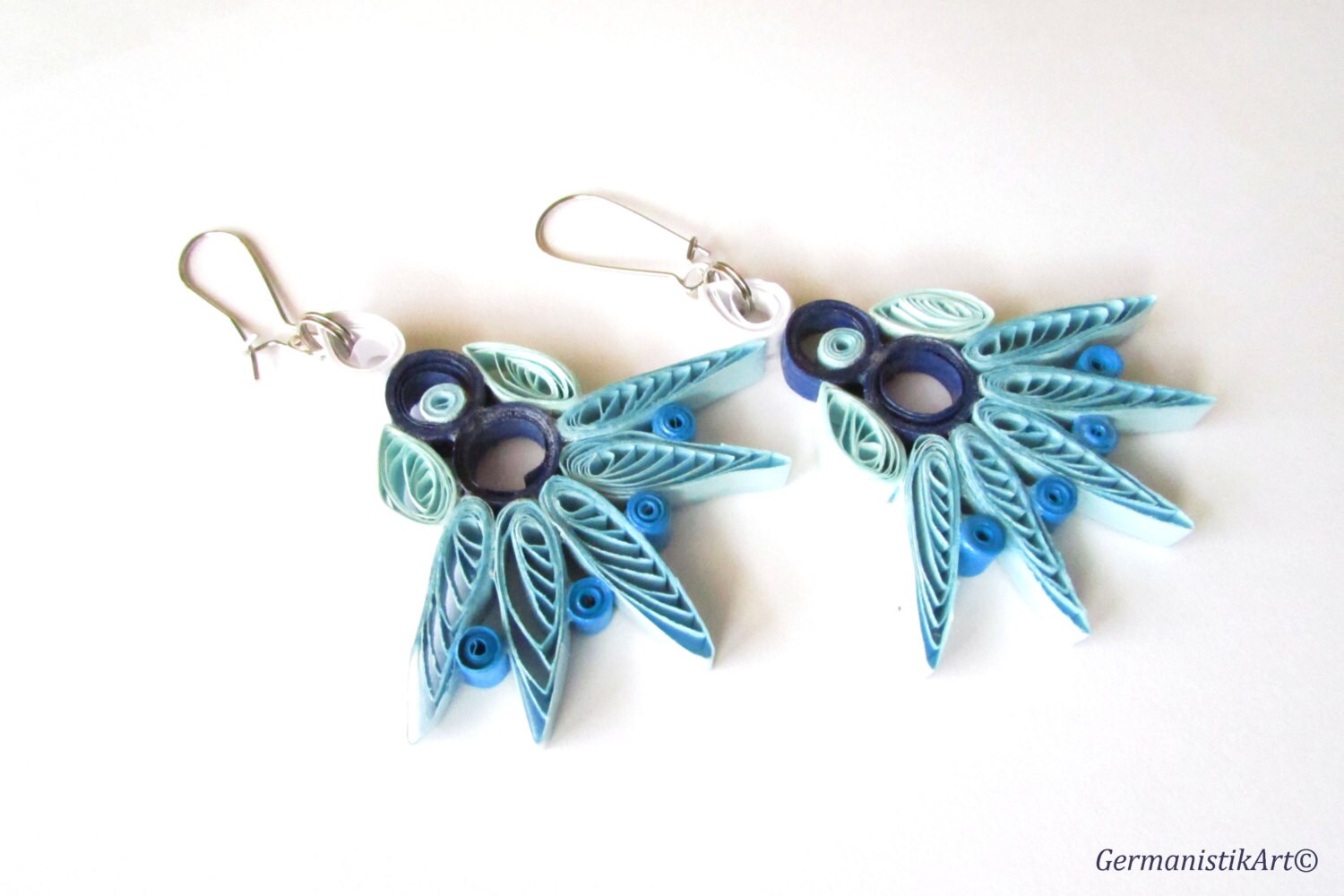 Quilled Paper Blue Earrings Quilling Earrings Blue Earrings Etsy
