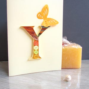 3D-beginletters Y Aangepaste kaart 30e verjaardag, papier Quilling Engelstalig monogram schattig briefpapier