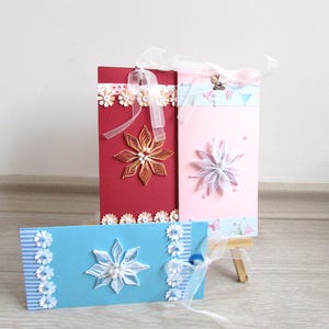 Conjunto de carteira porta-envelopes com flores em quilling 3D, cartão de aniversário de 30 anos em filigrana, presente personalizado para cunhada