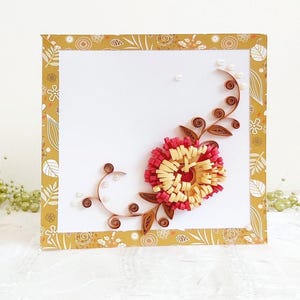 Biglietto d'auguri con fiori incorniciati per il 40° compleanno, proposta di matrimonio con quilling su carta, regalo sentimentale per la nuora