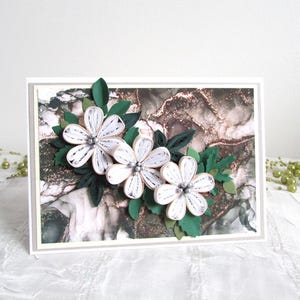 Tarjeta de aniversario de 30 cumpleaños con filigrana de papel, flores 3D para felicitaciones de boda, regalos para compañeras de trabajo y mujeres jóvenes.