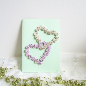 Adorno de corazón de papel filigranado, letrero de boda, papelería, tarjeta de compromiso para mi novia, regalos para el primer aniversario de recién casados