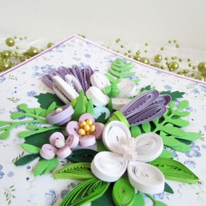 Carte d'anniversaire de 40e anniversaire de soeur de fleurs 3D, cartes faites main d'art de Quilling de papier, cadeaux pour maman