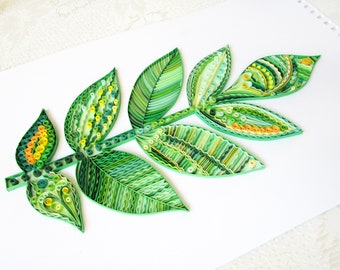 Rolling Paper Quilling Tropical Palm Leaf Wall Art, Jungle Nursery Green Wall Decor, Plant Daddy Lover Gift, New Home Gift