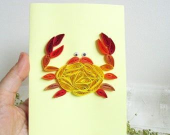 Funny Friend Cancer 40th Birthday Anniversary Card, Rolling Paper Quilling Art Zodiac Signs under the sea Congrats Sign, Big Sister Gift