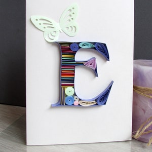 3D-beginletter E monogram, vloeipapier 30e verjaardag verjaardagskaart leuk briefpapier, naam vriendje cadeau-ideeën