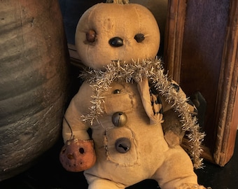 Snowman Gingerbread Man Pumpkin Primitive Doll 9" PDF Pattern