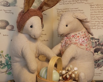 Antique Easter Bunny and Bunny with Bunny Ears Hat PDF- Pattern