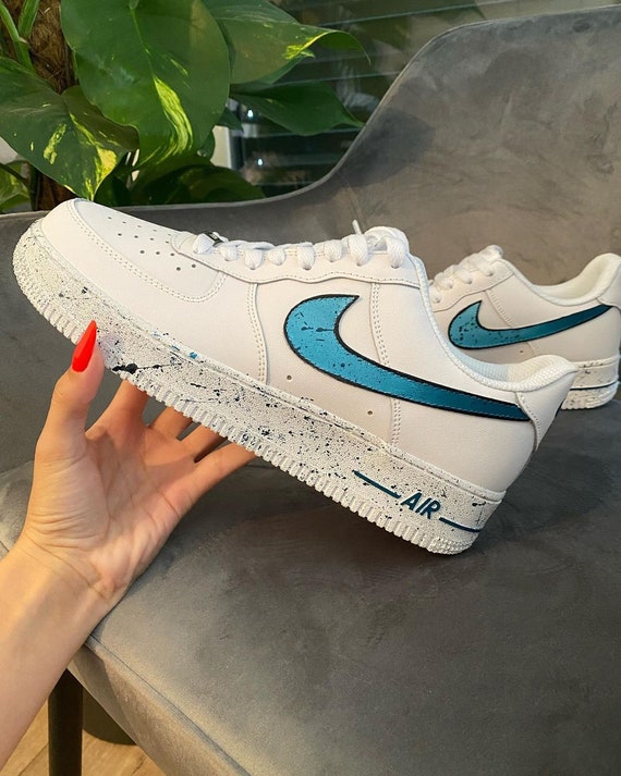 nike air force 1 custom blue splash