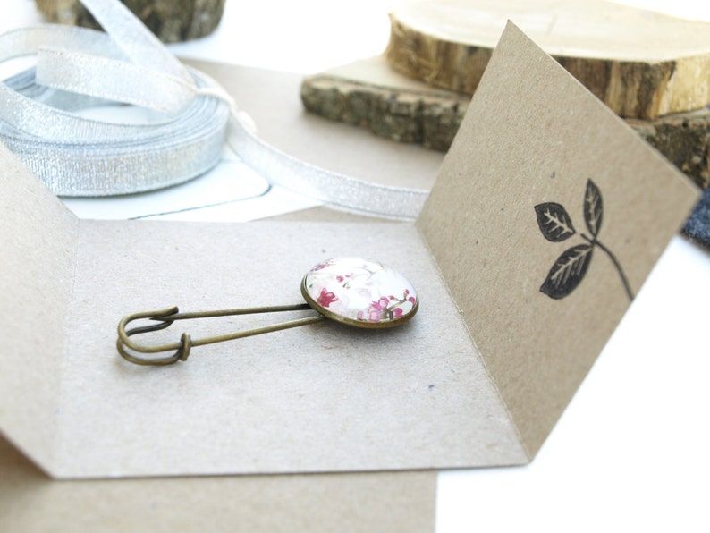 Floral Brooch for Women Safety Pin Cabochon Brooch Etsy