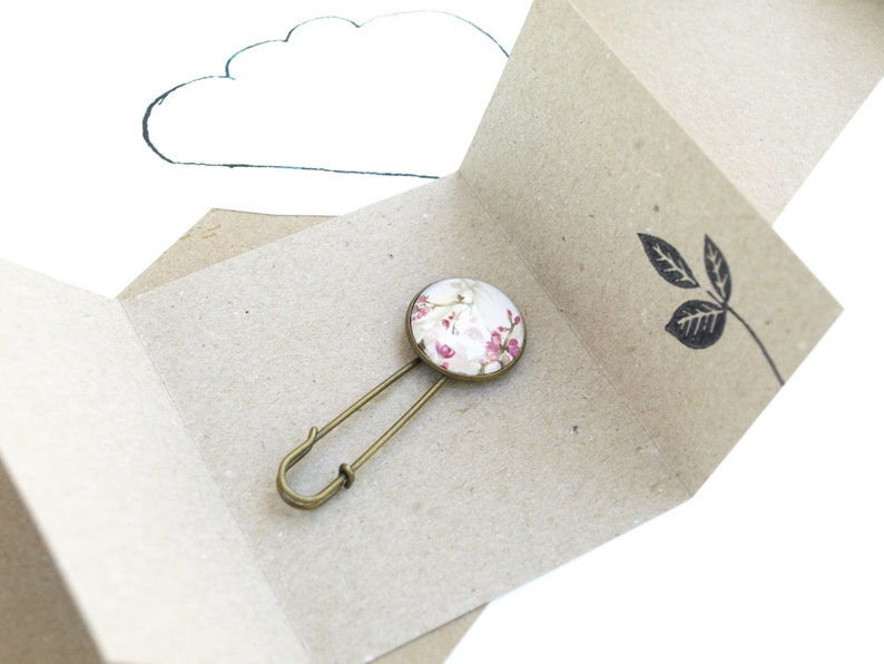 Floral Brooch for Women Safety Pin Cabochon Brooch Etsy