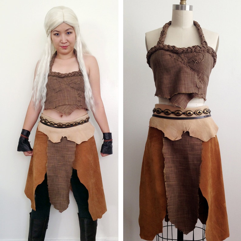 Daenerys Targaryen Cosplay Game of Thrones Khaleesi Dothraki Leather Costume Handmade Set