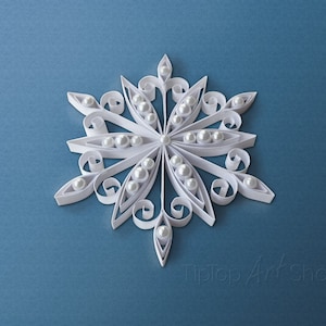 Handmade Christmas Decoration - White Paper Quilling Snowflake Ornament with Gift Box