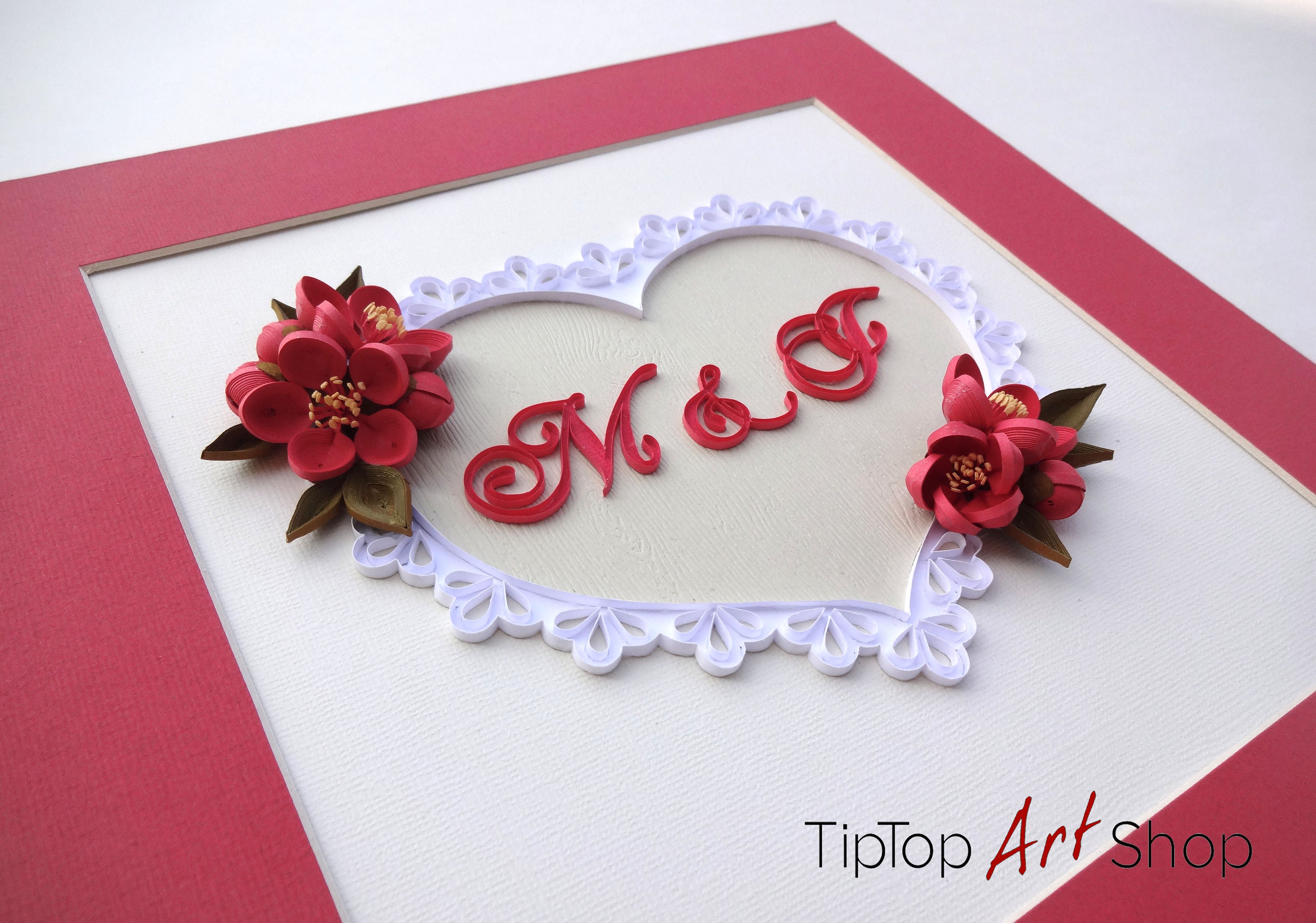 Personalized Valentine's Day Gift Quilled Heart Frame With a Monogram ...