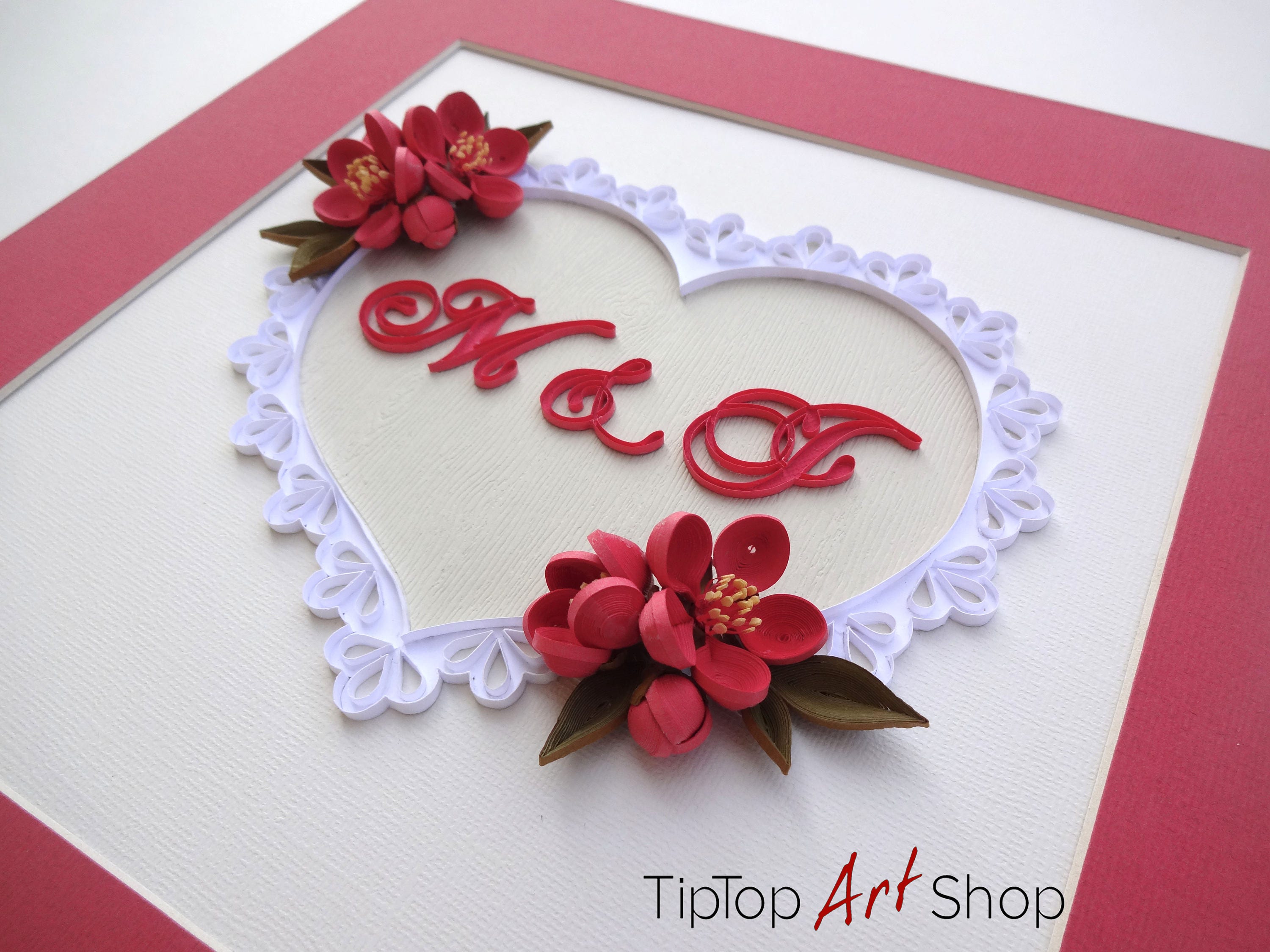 Personalized Valentine's Day Gift Quilled Heart Frame With a Monogram ...