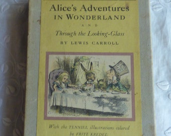 Alice’s Adventures In Wonderland Through The Looking-Glass, Lewis Carroll, Tenniel Illustrations / Fritz Kredel, 1946 Fantasy 2 Book Box Set