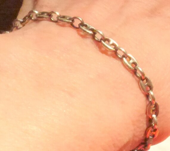 Silver Chain Link Wrist Bracelet, 925 Sterling, M… - image 1
