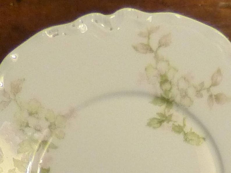 Set of Four Antique Haviland Limoges Floral Custard Fruit Dessert Cups and Saucers