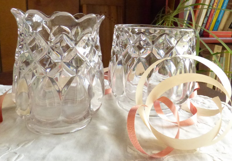 Set Of Two 2 Eapg Clear Glass Spooners Or Celery Vases With Etsy