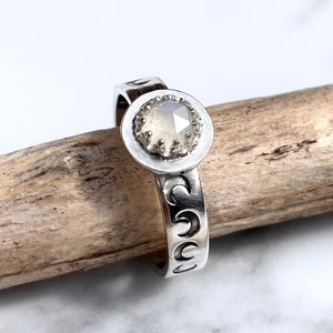 Silver Moonstone Ring. Handmade Sterling Silver Moon Ring. Silver Celestial Moonstone Ring