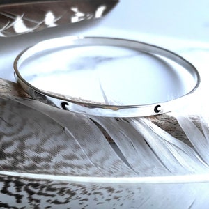 Moon Bangle Sterling Silver, Handmade Celestial Silver Bracelet, Sterling Silver Cosmic Moon Bangle, Witchy Bangle, Witchy Jewellery