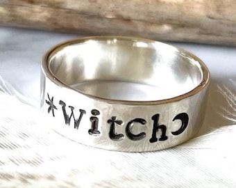 Handmade Witch Ring Silver, Sterling Silver Witch Ring, Witchy Gift For Her Spooky Best Friend Gift, Spooky Season Jewelry Halloween