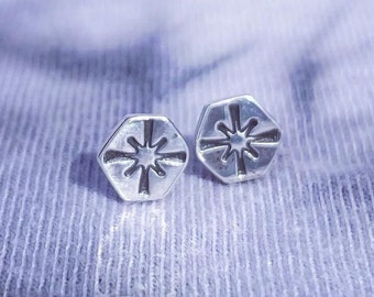 Handmade Sterling Silver North Star Stud Earrings, Celestial Jewelry