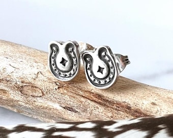 Horseshoe Studs SIlver Handmade, Horseshoe Silver Earrings,  Horse Lover Gift, Jockey Horse Riding Gift, Horseback Riding Gift, Cowgirl Gift