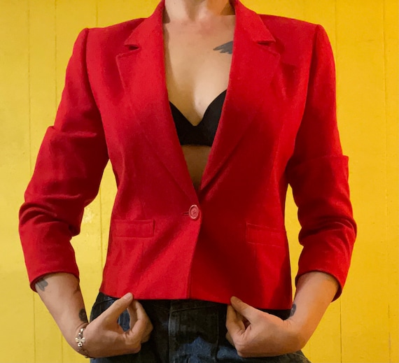 Vintage 90s Pendleton Wool Blazer: Cherry Red Jac… - image 1