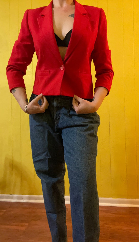 Vintage 90s Pendleton Wool Blazer: Cherry Red Jac… - image 2