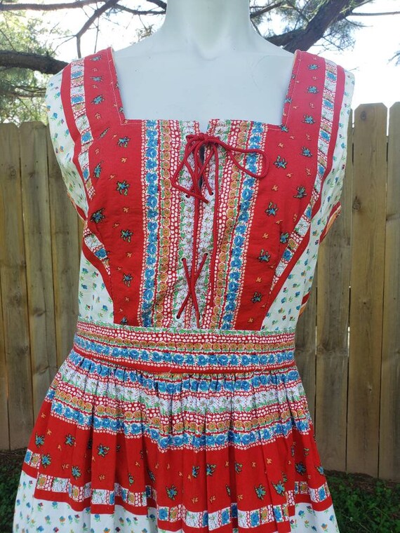 1960's vintage bold vibrant corset dirndl maxi dre