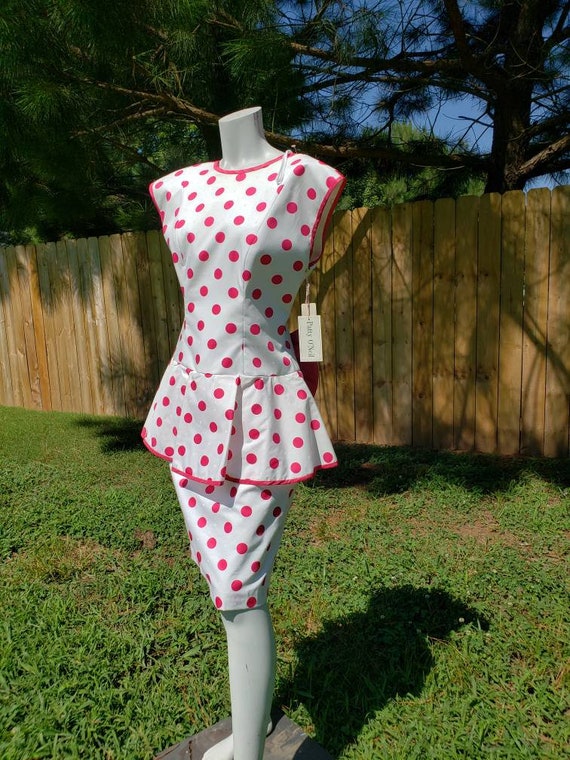 1980's vintage Pink Polka Dot party dress/80's pink | Etsy