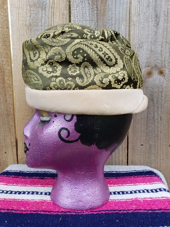 1950’s vintage Lovely Olive and Cream Pillbox hat… - image 2