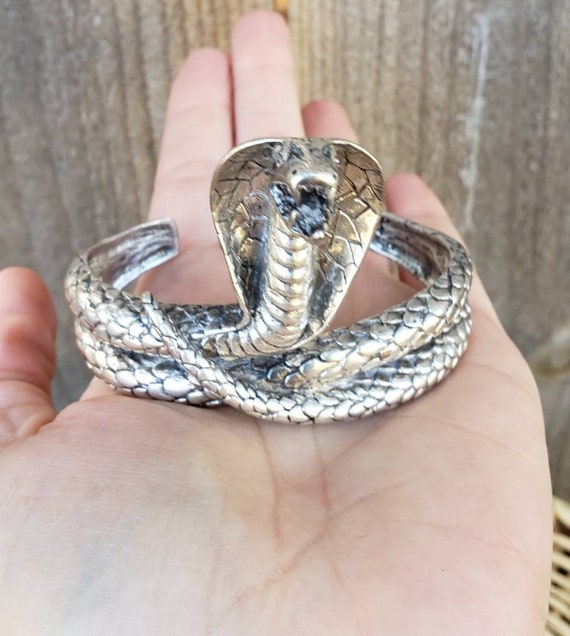 1960's vintage Huge Cobra snake sterling silver c… - image 4