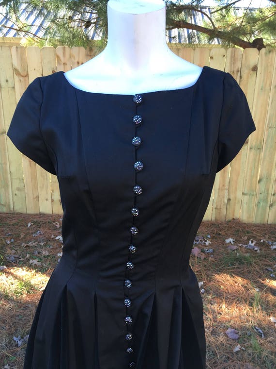1950's vintage Black flared skirt party dress/50's