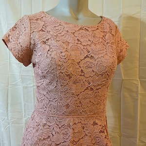 1950&#39;s pink lace fitted wiggle dress/50&#39;s fitted party dress atomic/50&#39;s fitted sheath dress wiggle dress Rockabilly small