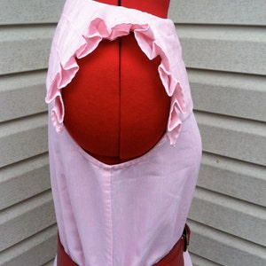 60s Vintage Red & White Ruffled Cap Sleeve Dress