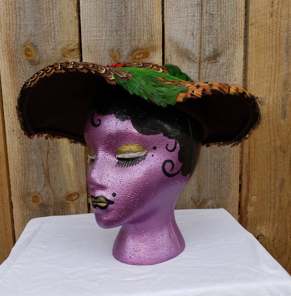 1950s Vintage Feathered Cocktail Hat: Colorful Evening  display picture 2