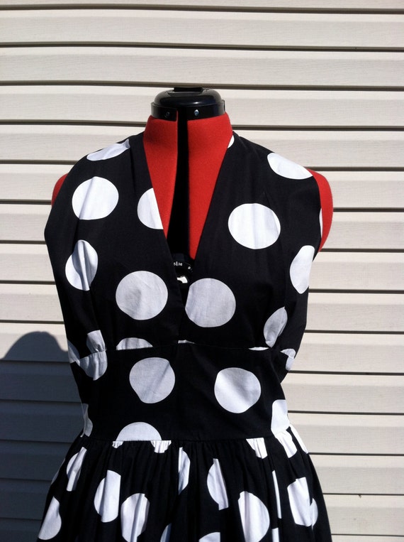 80's pin up halter dress/80's does 50's party dres