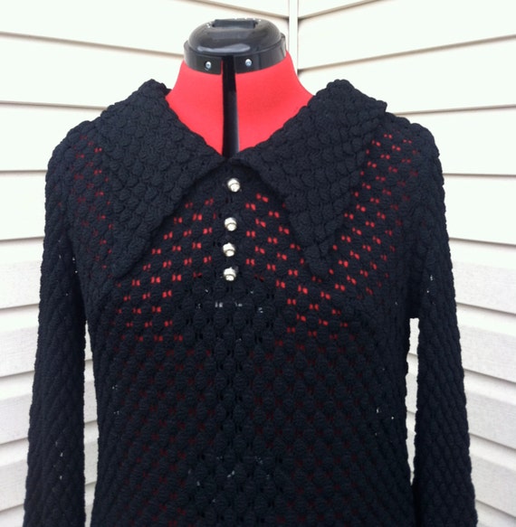 60's vintage Mod crochet dress/60's sheer crochet