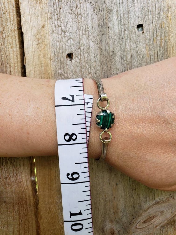 1940's vintage sterling malachite bangle bracelet… - image 9